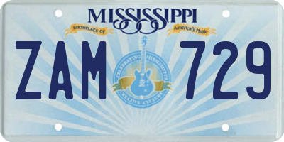 MS license plate ZAM729