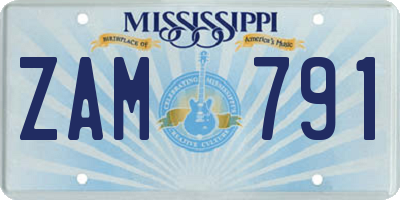 MS license plate ZAM791
