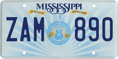 MS license plate ZAM890