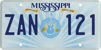 MS license plate ZAN121