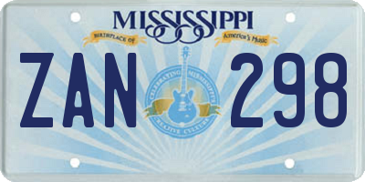 MS license plate ZAN298