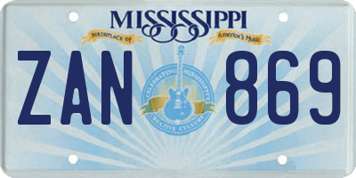 MS license plate ZAN869