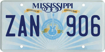 MS license plate ZAN906