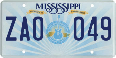 MS license plate ZAO049