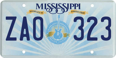 MS license plate ZAO323