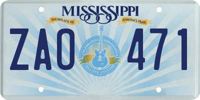 MS license plate ZAO471