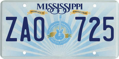 MS license plate ZAO725