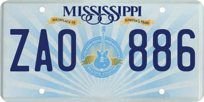 MS license plate ZAO886