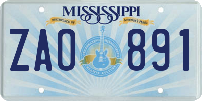 MS license plate ZAO891