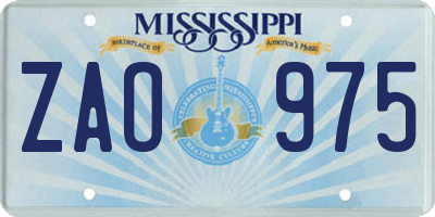 MS license plate ZAO975