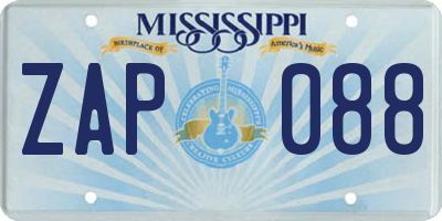 MS license plate ZAP088