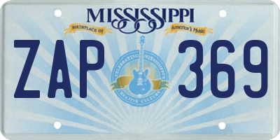 MS license plate ZAP369