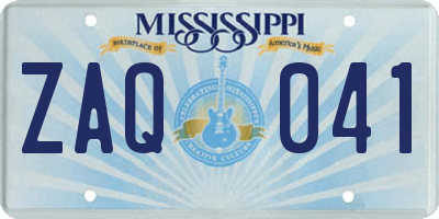 MS license plate ZAQ041