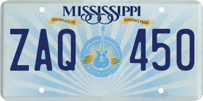 MS license plate ZAQ450
