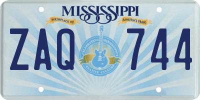 MS license plate ZAQ744