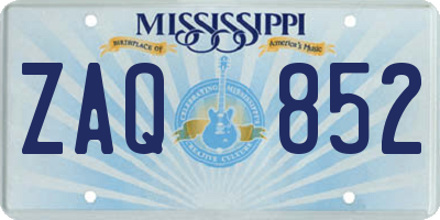 MS license plate ZAQ852
