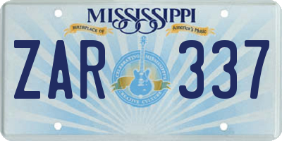 MS license plate ZAR337