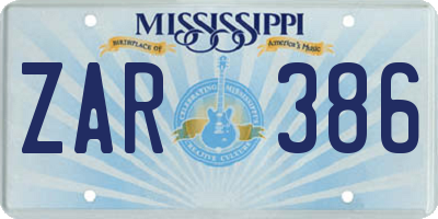 MS license plate ZAR386