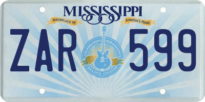 MS license plate ZAR599