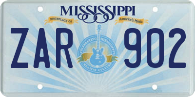 MS license plate ZAR902