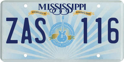 MS license plate ZAS116