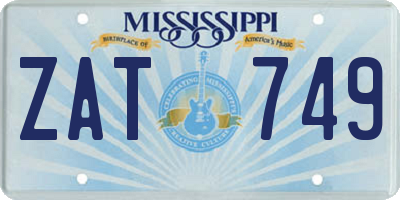 MS license plate ZAT749