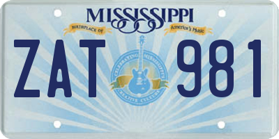 MS license plate ZAT981