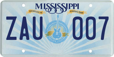 MS license plate ZAU007
