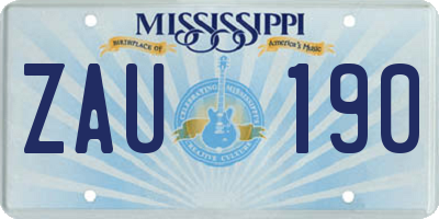 MS license plate ZAU190