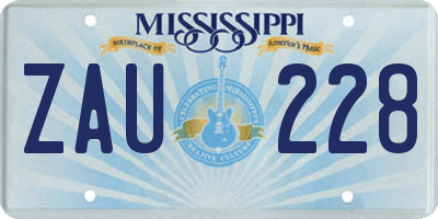 MS license plate ZAU228