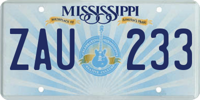 MS license plate ZAU233