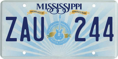 MS license plate ZAU244