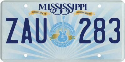 MS license plate ZAU283