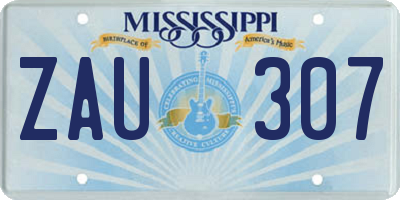 MS license plate ZAU307