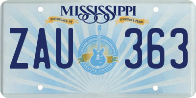 MS license plate ZAU363