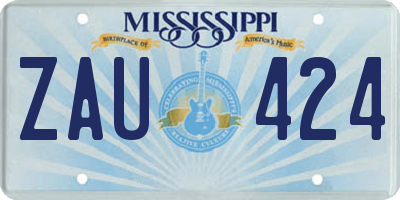 MS license plate ZAU424