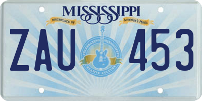 MS license plate ZAU453
