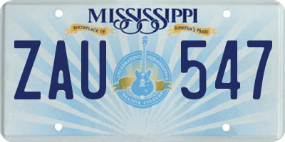 MS license plate ZAU547