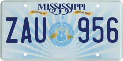 MS license plate ZAU956