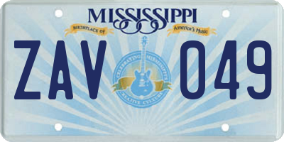 MS license plate ZAV049