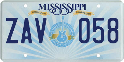 MS license plate ZAV058