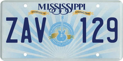 MS license plate ZAV129