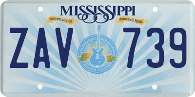 MS license plate ZAV739