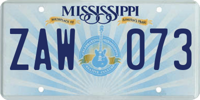 MS license plate ZAW073