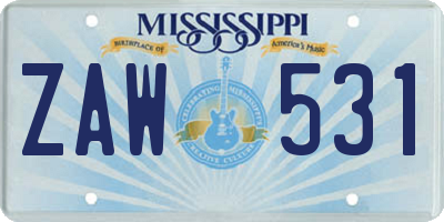 MS license plate ZAW531