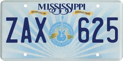 MS license plate ZAX625
