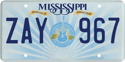MS license plate ZAY967