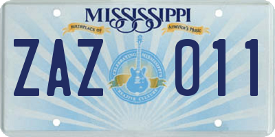 MS license plate ZAZ011
