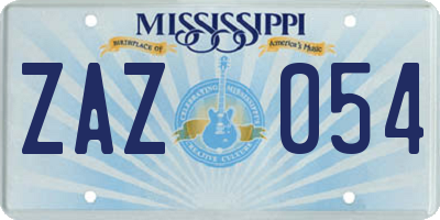 MS license plate ZAZ054