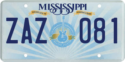 MS license plate ZAZ081